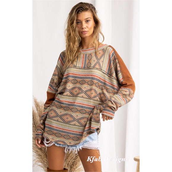 ❤️RESTOCKED! Boho Textured Aztec Dolman Tunic! - Picture 7 of 10